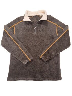 Kuhl Europa Large Men Quarter-Zip Fleece Pullover Brown Sweater EUC